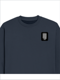 Oversized Sweatshirt | Relaxed Fit Drop Shoulder | 400 GSM Cotton Blend DTG | Pre-Shrunk Bio-Washed | Unisex Adult | Personalized | Typographic | Friendship | Everyday | Joyful | Cherished Company - left pocket - Navy Blue - mockup 3