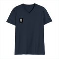 Male V Neck T-Shirt | Men's Regular Fit | 180 GSM Bio-Washed Cotton | DTG Print | Double Stitched, Ribbed Neck | Personalized | Typographic | Friendship | Everyday | Joyful | Cherished Company - right pocket - Navy Blue - mockup 4