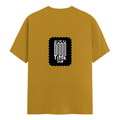 Female Classic Crew T-Shirt | Women's Regular Fit | 180 GSM Bio-Washed Cotton Blend | Double Stitched Seam | Folded Neck | Women | Personalized | Typographic | Friendship | Everyday | Joyful | Cherished Company - back - Mustard Yellow - mockup 2