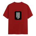 Female Classic Crew T-Shirt | Women's Regular Fit | 180 GSM Bio-Washed Cotton Blend | Double Stitched Seam | Folded Neck | Women | Personalized | Typographic | Friendship | Everyday | Joyful | Cherished Company - back - Red - mockup 2