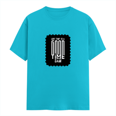 Men's Classic Crew T-Shirt | Regular Fit | 180 GSM Bio-Washed Cotton | DTG Printed | Double-Stitched Seams | Personalized | Typographic | Friendship | Everyday | Joyful | Cherished Company - front - SkyBlue - mockup 1