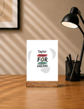 Acrylic Photo Frame | 5x7 Tabletop Display | UV Printed Acrylic & Wood Stand | Personalized Gift & Home Decor | Personalized | Bold | Self-improvement | Everyday | Determined - front - mockup 1
