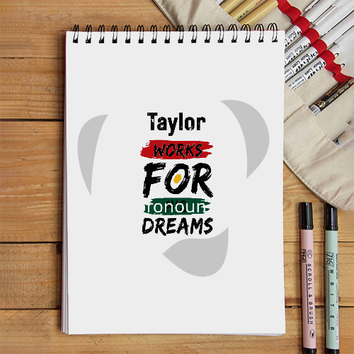 Sketchbook | A5 Spiral Bound | Digital Print Cover | 140 GSM Paper | Unisex | Personalized | Bold | Self-improvement | Everyday | Determined - front - White - mockup 1