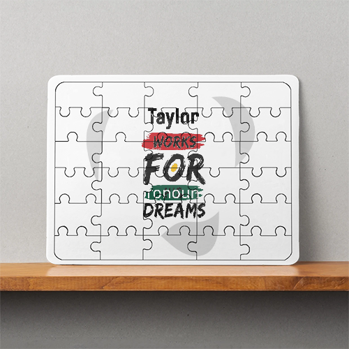 MDF Wooden Puzzles | 6x8 Inch | 30 Pieces | Durable MDF | Glossy Finish | Sublimation Print | Lightweight | Waterproof | Fade-Proof | Unisex | Personalized | Bold | Self-improvement | Everyday | Determined - front - White - mockup 1