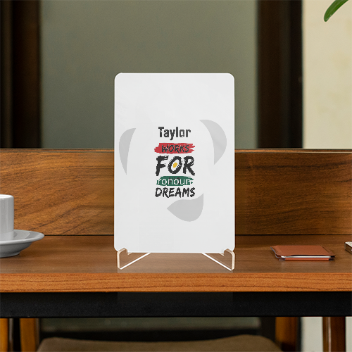 Acrylic Display Stand | 4x6 Inch | Clear Acrylic | UV Printed Tabletop | Customizable | Unisex | Personalized | Bold | Self-improvement | Everyday | Determined - front - White - mockup 1