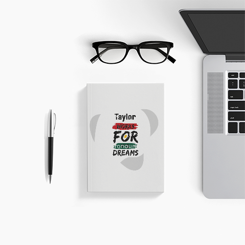 Notebook | A5 | 300 GSM Cover, 70 GSM Pages | 120 Pages, Ruled/Unruled, Soft Binding | Unisex | Personalized | Bold | Self-improvement | Everyday | Determined - front - White - mockup 1