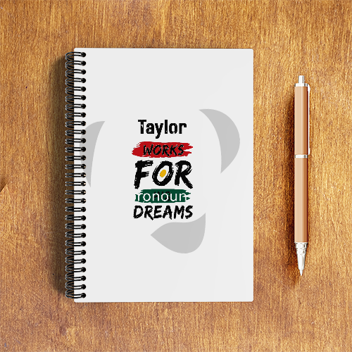 NotePad | A5 Size | Digital Print | 120 Pages | Unisex | Personalized | Bold | Self-improvement | Everyday | Determined - front - White - mockup 1