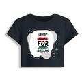 Female Baby Tee | Cropped Fit | 95% Cotton 5% Spandex | DTG Print | Stretchy & Breathable | Women's | Personalized | Bold | Self-improvement | Everyday | Determined - front - Navy Blue - mockup 1