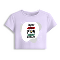 Female Baby Tee | Cropped Fitted | 95% Cotton/5% Spandex DTG | Soft Stretchy Breathable | Gen Z | Personalized | Bold | Self-improvement | Everyday | Determined - front - Lavender - mockup 1