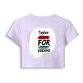 Female Baby Tee | Women's Cropped Fit | Cotton Spandex Blend | Soft Stretch DTG T-Shirt | Personalized | Bold | Self-improvement | Everyday | Determined - back - Lavender - mockup 2