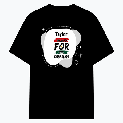 Cotton Stretch T-Shirt | Unisex Fit | 95% Cotton 5% Spandex Blend | DTG Print | Stretchable, Breathable, 240 GSM | Adult | Personalized | Bold | Self-improvement | Everyday | Determined - front - Black - mockup 1