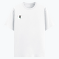 Basic T-Shirt | Unisex Fit | Poly-Cotton Blend | Bio & Silicon Washed | Durable Lycra Rib Neck | Adults | Personalized | Bold | Self-improvement | Everyday | Determined - right pocket - White - mockup 4