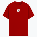Basic T-Shirt | Unisex Fit XS-2XL | Poly-Cotton Blend Soft Finish | Durable Stitching Lycra Rib Neck | Adults | Personalized | Bold | Self-improvement | Everyday | Determined - front - Red - mockup 1