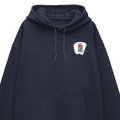 Oversized Hoodie | Relaxed Fit | Unisex | 400 GSM Cotton Blend | Pre-Shrunk Drop Shoulder | Adults | Personalized | Bold | Self-improvement | Everyday | Determined - left pocket - Navy Blue - mockup 3