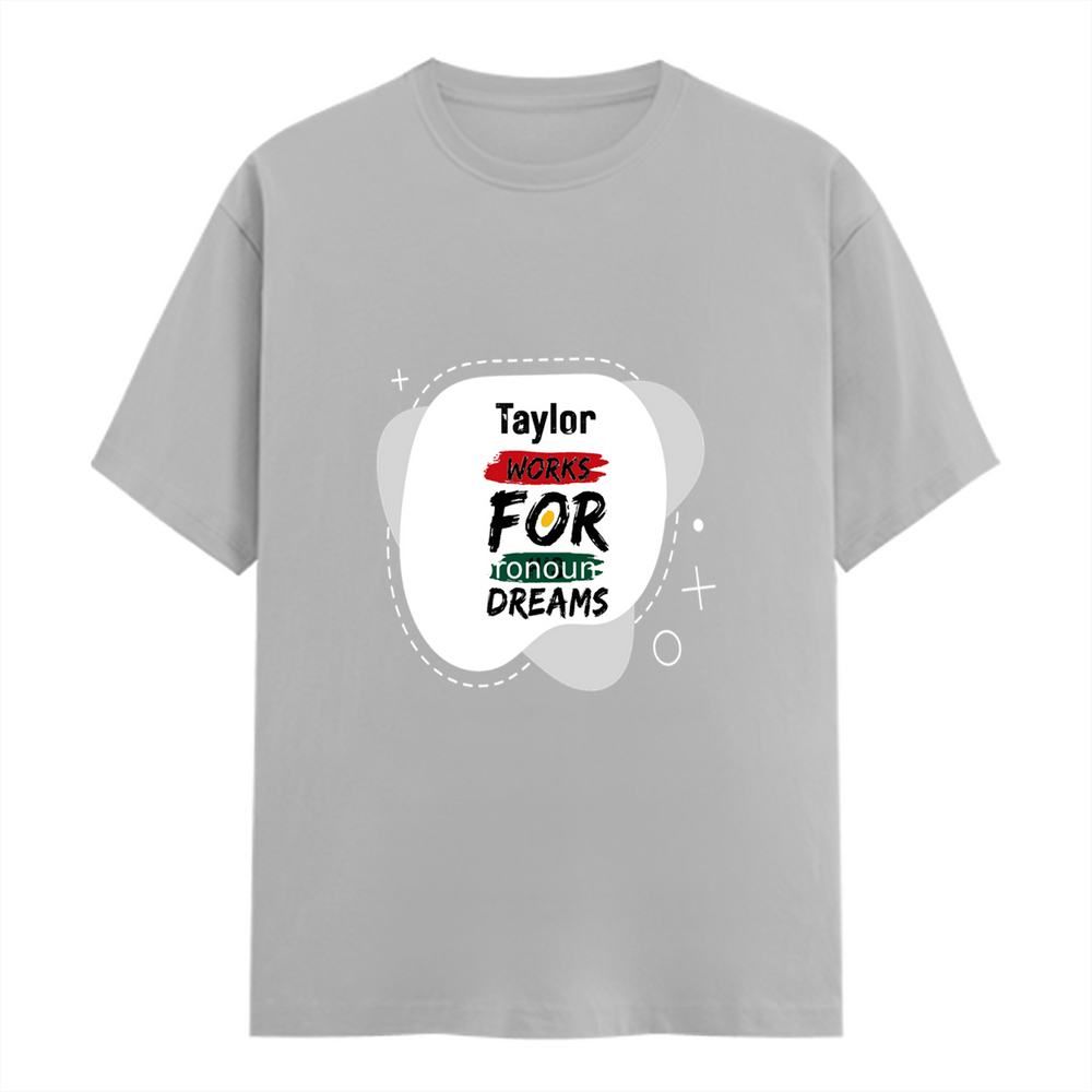Female Classic Crew T-Shirt | Regular Fit | 180 GSM Bio-Washed Cotton Blend | Double Stitched Seam | Women's | Personalized | Bold | Self-improvement | Everyday | Determined - front - Grey Melange - mockup 1