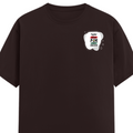 Female Classic Crew T-Shirt | Regular Fit | 180 GSM Bio-Washed Cotton Blend | Double Stitched Seam | Women's | Personalized | Bold | Self-improvement | Everyday | Determined - left pocket - Coffee Brown - mockup 3