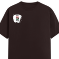 Female Classic Crew T-Shirt | Regular Fit | 180 GSM Bio-Washed Cotton Blend | Double Stitched Seam | Women's | Personalized | Bold | Self-improvement | Everyday | Determined - right pocket - Coffee Brown - mockup 4