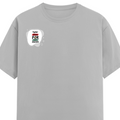 Female Classic Crew T-Shirt | Regular Fit | 180 GSM Bio-Washed Cotton Blend | Double Stitched Seam | Women's | Personalized | Bold | Self-improvement | Everyday | Determined - right pocket - Grey Melange - mockup 4