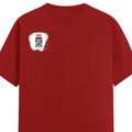 Female Classic Crew T-Shirt | Regular Fit | 180 GSM Bio-Washed Cotton Blend | Double Stitched Seam | Women's | Personalized | Bold | Self-improvement | Everyday | Determined - right pocket - Red - mockup 4