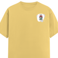 Female Classic Crew T-Shirt | Women's Regular Fit | 180 GSM Bio-Washed Cotton Blend | Pre-Shrunk, Double Stitched | Women | Personalized | Bold | Self-improvement | Everyday | Determined - left pocket - Yellow - mockup 3
