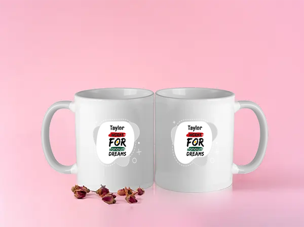 Color Coffee Mug | 11 oz | Ceramic Sublimation | Fade-Proof Print, Inner & Handle Color | Unisex | Personalized | Bold | Self-improvement | Everyday | Determined - front - White - mockup 1
