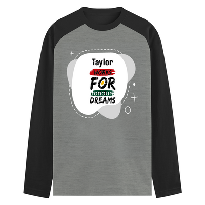 Male Raglan T-Shirt | Men's Regular Fit | 180 GSM Bio-Washed Cotton | Pre-Shrunk, Double Stitched | Full Sleeve | Personalized | Bold | Self-improvement | Everyday | Determined - front - mockup 1