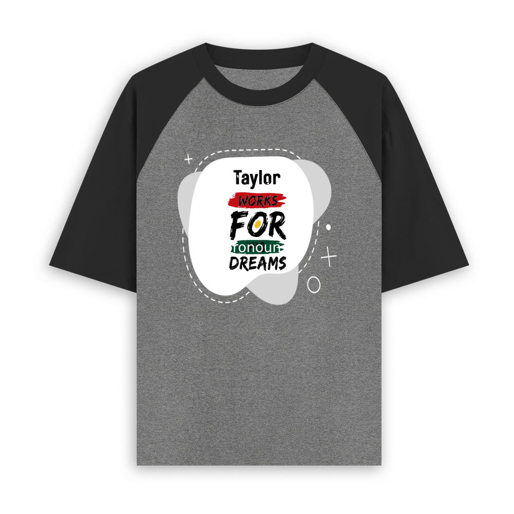 Unisex Oversized Raglan T-Shirt | 180 GSM Bio-Washed Cotton | DTF Print Ready | Relaxed Fit | Adults | Personalized | DTF | Bold | Self-improvement | Everyday | Determined - front - mockup 1