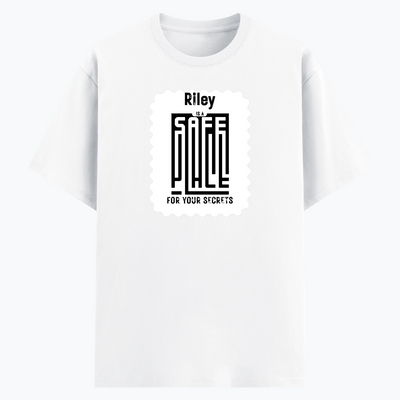 Cotton Stretch T-Shirt | Unisex Fit | 95% Cotton 5% Spandex Blend | Stretchable, Breathable | Adults | Personalized | Minimalist | Trust | Secrets | Everyday | Trusting - Cotton Stretch T-Shirt Puff Black - front - White - mockup 1