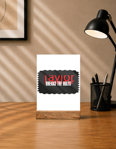 Acrylic Photo Frame | 5x7 Tabletop Display | UV Printed Acrylic & Wood Stand | Personalized Gift & Home Decor | Personalized | Bold | Rebellion | Defiance | Everyday | Defiant - front - mockup 1