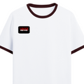 Ringer T-shirt | Unisex | DTG Print | Contrast Trim | Men's, Women's | Personalized | DTG | Bold | Rebellion | Defiance | Everyday | Defiant - right pocket - Maroon off white - mockup 4