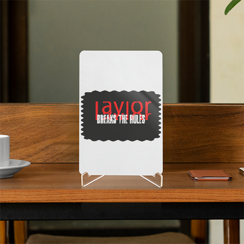 Acrylic Display Stand | 4x6 Inch | Clear Acrylic | UV Printed Tabletop | Customizable | Unisex | Personalized | Bold | Rebellion | Defiance | Everyday | Defiant - front - White - mockup 1