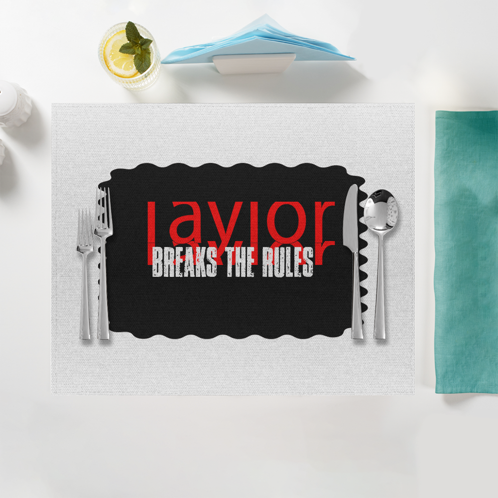 Placemat | Home & Event Dining | 100% Polyester | Durable, Fade-Proof, Soft | Unisex | Personalized | Bold | Rebellion | Defiance | Everyday | Defiant - front - White - mockup 1