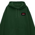 Oversized Hoodie | Unisex Relaxed Fit | 400 GSM Cotton Blend | DTG Printed | Drop Shoulder, Pre-Shrunk | Adults | Personalized | DTG | Bold | Rebellion | Defiance | Everyday | Defiant - left pocket - Bottle Green - mockup 3