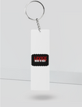 Keychain | Rectangle, Square, Slim Options | Acrylic UV Printed | Fade-Proof, Glossy Finish | Unisex | Personalized | Bold | Rebellion | Defiance | Everyday | Defiant - front_Slim - Slim - White - mockup 5