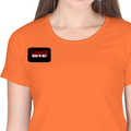 Women's Classic Crew T-Shirt | Regular Fit | 180 GSM Bio-Washed Cotton | DTF Print Ready | Double Stitched, Pre-Shrunk | Personalized | DTF | Bold | Rebellion | Defiance | Everyday | Defiant - right pocket - Orange - mockup 4