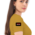 Women's Classic Crew T-Shirt | Regular Fit | 180 GSM Bio-Washed Cotton | DTF Print Ready | Double Stitched, Pre-Shrunk | Personalized | DTF | Bold | Rebellion | Defiance | Everyday | Defiant - right sleeve - Mustard Yellow - mockup 6