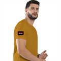 Men's Classic Crew T-Shirt | Regular Fit | 180 GSM Bio-Washed Cotton | DTF Print Ready | Pre-Shrunk, Durable | Personalized | DTF | Bold | Rebellion | Defiance | Everyday | Defiant - right sleeve - Mustard Yellow - mockup 6