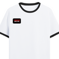 Ringer T-shirt | Unisex Fit | 100% Cotton DTG Print | Contrast Rib Neck | Adults | Personalized | DTG | Bold | Rebellion | Defiance | Everyday | Defiant - right pocket - Black White - mockup 4