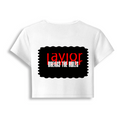 Female Baby Tee | Cropped Snug Fit, Gen Z | 95% Cotton 5% Spandex Blend | Stretchy, Breathable, Pre-shrunk | Women's | Personalized | DTG | Bold | Rebellion | Defiance | Everyday | Defiant - back - White - mockup 2