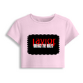 Female Baby Tee | Cropped Fitted | 95% Cotton/5% Spandex DTG | Soft Stretchy Breathable | Gen Z | Personalized | DTG | Bold | Rebellion | Defiance | Everyday | Defiant - front - Light Baby Pink - mockup 1