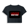 Female Baby Tee | Women's Cropped Fit | Cotton Spandex Blend | Soft Stretch DTG T-Shirt | Personalized | DTG | Bold | Rebellion | Defiance | Everyday | Defiant - back - Navy Blue - mockup 2