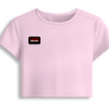 Female Baby Tee | Women's Cropped Fit | Cotton Spandex Blend | Soft Stretch DTG T-Shirt | Personalized | DTG | Bold | Rebellion | Defiance | Everyday | Defiant - right pocket - Light Baby Pink - mockup 4