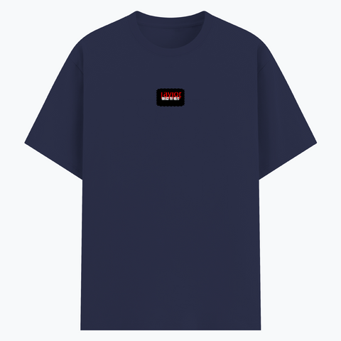 Basic T-Shirt | Unisex Fit XS-2XL | Poly-Cotton Blend Soft Finish | Durable Stitching Lycra Rib Neck | Adults | Personalized | DTG | Bold | Rebellion | Defiance | Everyday | Defiant - front - Navy Blue - mockup 1