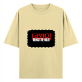 Oversized Standard T-Shirt | Relaxed Fit Unisex | 100% Super Combed Cotton DTG Print | Soft Durable Breathable | Adult | Personalized | DTG | Bold | Rebellion | Defiance | Everyday | Defiant - front - Beige - mockup 1