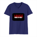 Male V Neck T-Shirt | Regular Fit | 180 GSM Bio-Washed Cotton | DTG Print | Double Stitched Seam | Men | Personalized | DTG | Bold | Rebellion | Defiance | Everyday | Defiant - front - Royal Blue - mockup 1