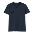 Male V Neck T-Shirt | Men's Regular Fit | 180 GSM Bio-Washed Cotton | DTG Print | Double Stitched, Pre-Shrunk | Personalized | DTG | Bold | Rebellion | Defiance | Everyday | Defiant - right pocket - Navy Blue - mockup 4