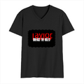Men's V-Neck T-Shirt | Regular Fit | 180 GSM Bio-Washed Cotton | DTG Print | Double Stitched, Pre-Shrunk | Personalized | DTG | Bold | Rebellion | Defiance | Everyday | Defiant - front - Black - mockup 1