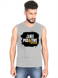 Men's Sleeveless T-Shirt | Regular Fit | 180 GSM Bio-Washed Cotton DTG | Pre-Shrunk, Double Stitched | For Gym & Casual Wear | Personalized | DTG | Grunge | Positivity | Motivation | Everyday | Uplifting - front - Grey Melange - mockup 1