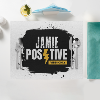 Placemat | Home & Event Dining | 100% Polyester | Durable, Fade-Proof, Soft | Unisex | Personalized | Grunge | Positivity | Motivation | Everyday | Uplifting - front - White - mockup 1