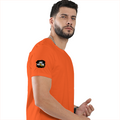 Classic Crew T-Shirt | Men's Regular Fit | 180 GSM Bio-Washed Cotton | DTG Print Ready | Double-Stitched & Ribbed Neck | Personalized | DTG | Grunge | Positivity | Motivation | Everyday | Uplifting - right sleeve - Orange - mockup 6